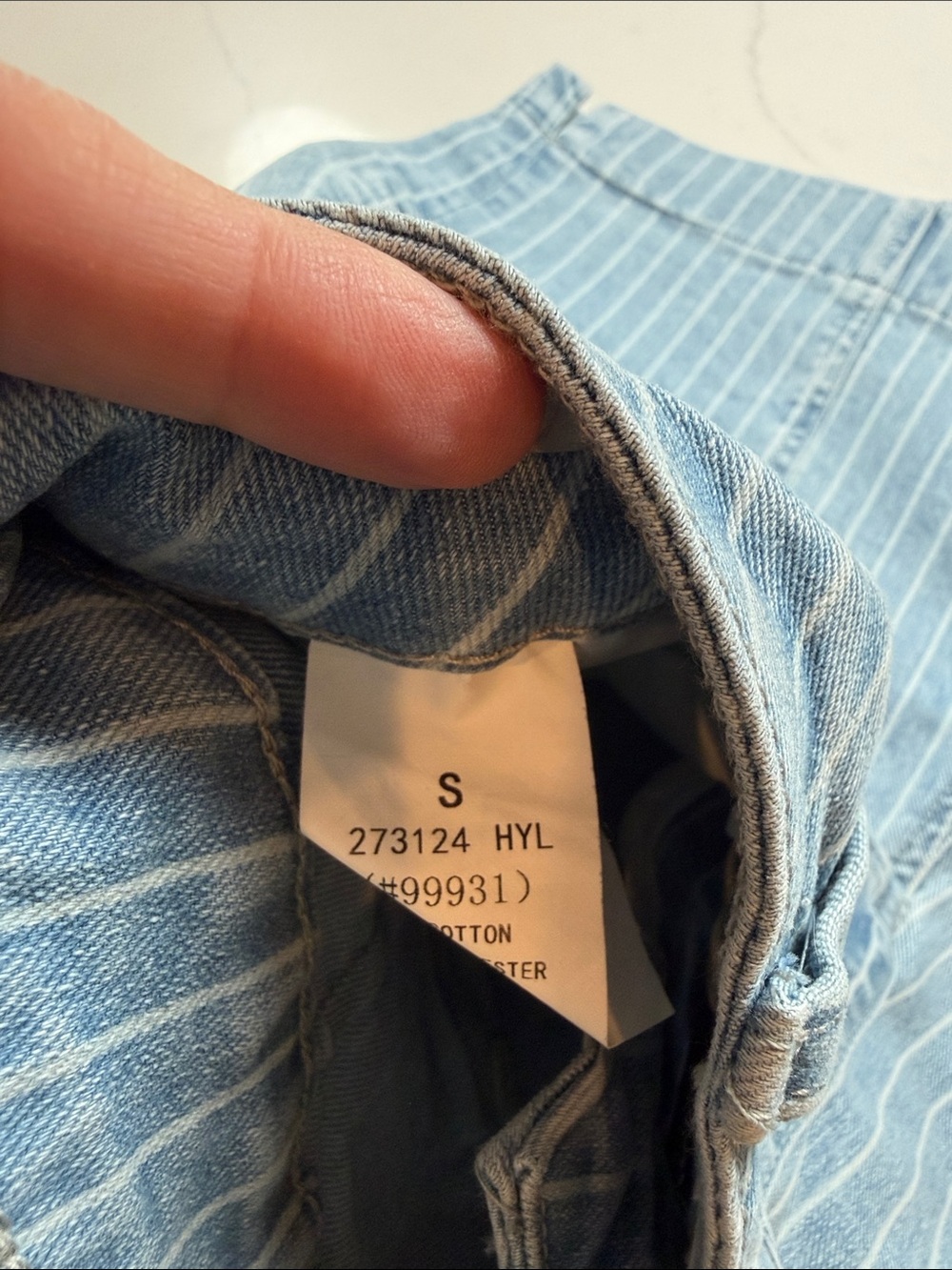 Striped Light Blue Denim Utility Shorts - Picture 5 of 5